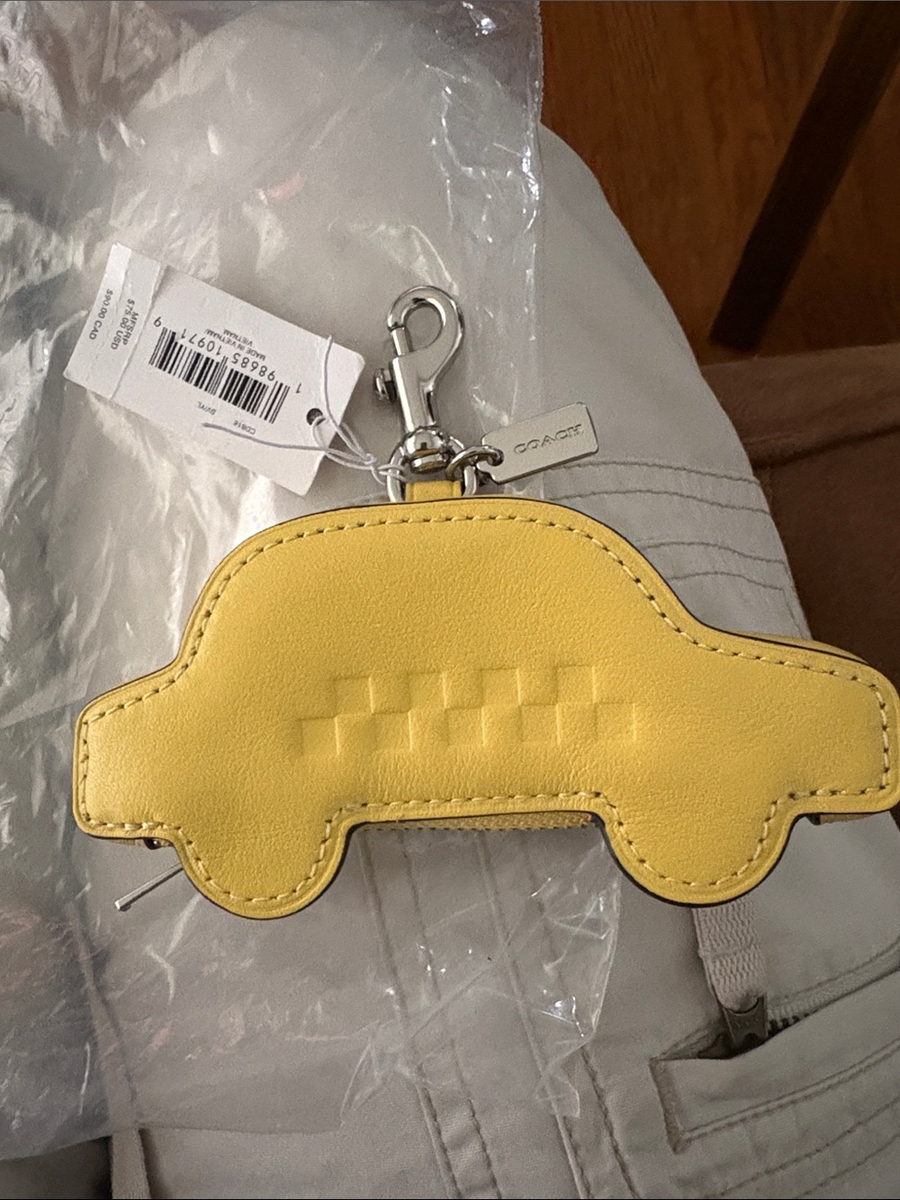 Coach Yellow Taxi Leather Bag Charm Keyring